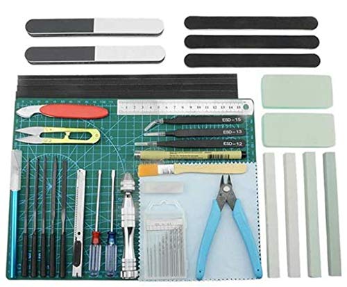 BXQINLENX Professional 38 PCS Gundam Model Tools Kit Modeler Basic Tools Craft Set Hobby Building Tools Kit for Gundam Car Model Building Repairing and Fixing(P)