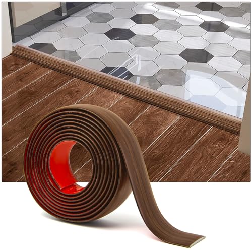 Art3d 10 FT Self Adhesive Vinyl Floor Transition Strip, Laminate Floor Strip Floor Flat Divider Strip for Joining Floor Gaps,Carpet Threshold Transition,Floor Tiles（1.57in, Cherry）