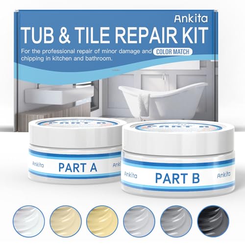 Fiberglass Tub Repair Kit (Color Match), Porcelain Sink, Fiberglass Shower and Acrylic Bathtub Repair Kit White, Quick to Fix Cracks, Chips, Dents, Holes on Bath Tub & Toilet, Almond/Biscuit/Bone
