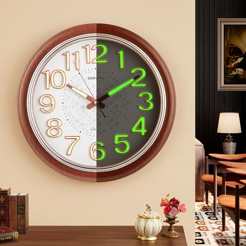 Wall Clock,12'' Silent Wall Clocks Battery Operated,Glow In the Dark Wall Clock Large Wall Clock,Vintage Wall Clocks for Living Room Decor,Kitchen Clock,Kitchen Wall Clock,Modern Wall Clock Decorative