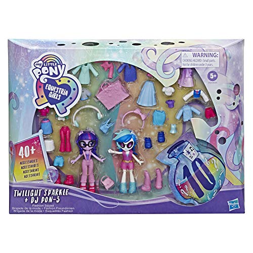 My Little Pony Equestria Girls Fashion Squad Twilight Sparkle and DJ Pon-3 Mini Doll Set Toy with Over 40 Fashion Accessories