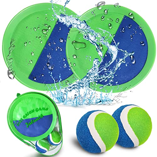Jalunth Ball Catch Set Games Toss Paddle - Beach Toys Back Yard Outdoor Pool Backyard Camping Throw Set Age 3 4 5 6 7 8 9 10 11 12 Years Old Boys Girls Kids Adults Family Outside Easter Gifts Green