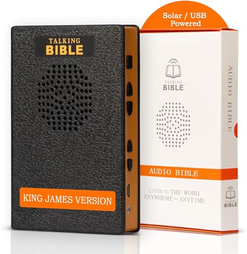 Talking Bible - Electronic Holy Bible Audio Player in English for Seniors, Kids and The Blind, Solar and USB Rechargeable, KJV (King James Version), Black