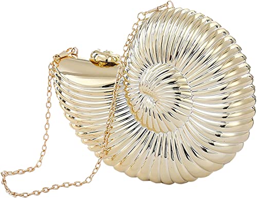 QZUnique Shell Shoulder Handbag Novelty Chain Strap Purse Acrylic Fashion Crossbody Evening Bag Clutch for Women Girl