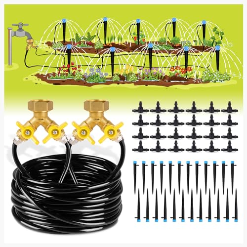 HIRALIY 100ft Drip Irrigation Kit Plant Watering System 8x5mm Blank Distribution Tubing DIY Automatic Irrigation Equipment Set for Garden Greenhouse Flower Bed Patio Lawn