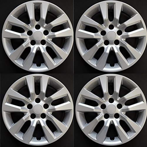 New Wheel Covers Hubcaps Replacements Fits 2013-2018 Nissan Altima, 16 Inch; 10 Spoke; Silver Color; Plastic; Set of 4