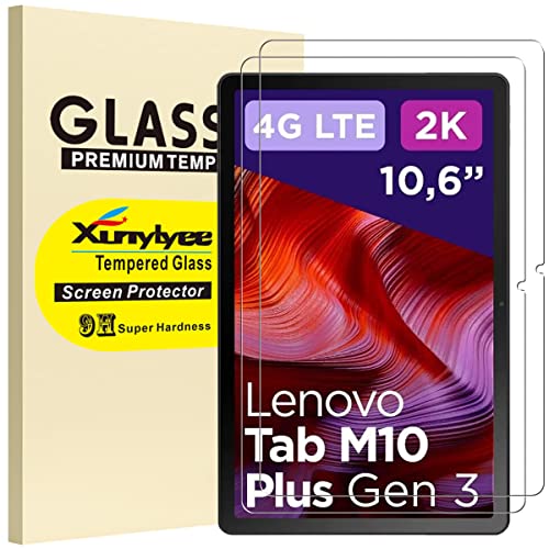 XunyLyee [2 Pack Screen Protector Compatible with Lenovo Tab M10 Plus 3rd Gen 10.6', Tempered Glass for Lenovo Tab M10 Plus 3rd Gen TB-125F/ TB-128F