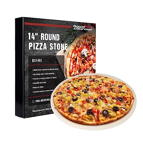 Royal Gourmet 14' Round Cordierite Pizza Stone for Oven or Grill, Thermal Shock Resistant Baking Stone, KS1401,Yellow
