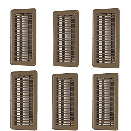 Hartford Ventilation 4' x 10' Floor Vent Covers Brown 6 Pack - Heavy Duty Walkable Floor Registers - Premium Finish - Easy Adjust Air Vent Deflector - Vent Covers for Home - Reinforced Bend-proof Weld