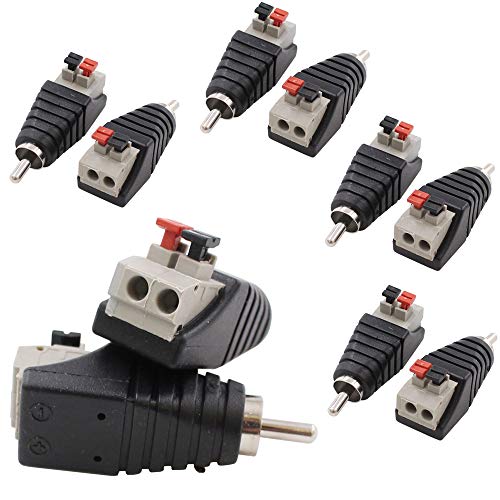 exgoofit 10-Pack Speaker Wire Cable to Audio Male RCA Connector Adapter Plug Jack