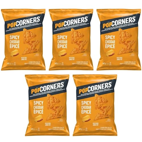PopCorners Spicy Cheddar Popped-Corn Snack, 142g/5oz (Pack of 5) Shipped from Canada