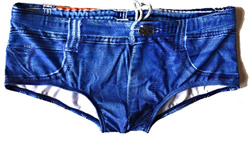Jeados Men Sexy Swimwear - Denim Design Mens Bikini Swimsuit for Summers, Mens Swim Briefs the Daytona Dong Sarong for Swimming, Parties and Holidays (Medium)