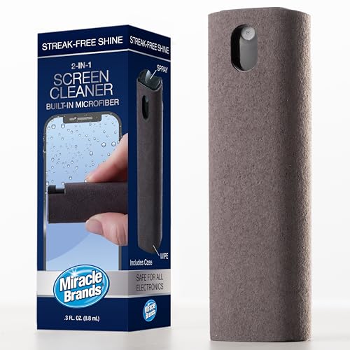 Miracle Brands 2-in-1 Screen Cleaner with Built-in Microfiber (.3 Fl Oz), Safe for Any Phone, Tablet, Monitor, Keyboard, Screen, Computer