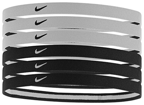 Nike Swoosh Sport Headbands 6pk (One Size Fits Most, Black/White)