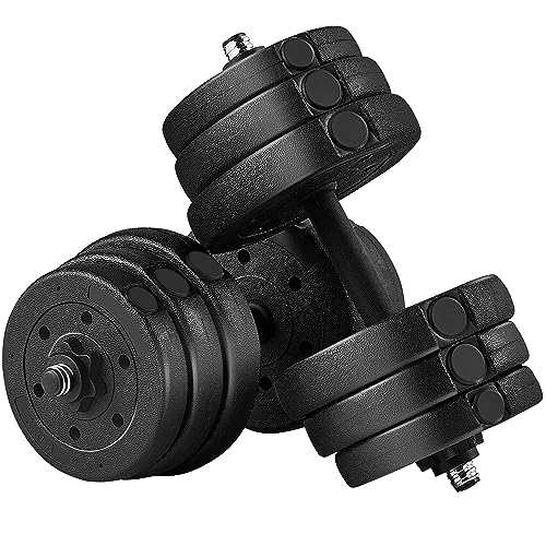 Yaheetech Adjustable Dumbbells Weight Set - 66LB Dumbbell Weights Exercise & Fitness Equipment w/ 4 Spinlock Collars & 2 Connector Options for Women & Men Gym Home Strength Bodybuilding Training