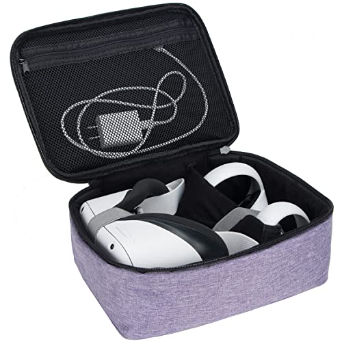 KISLANE Soft Carrying Case Compatible with Oculus Quest 2 VR, Carrying Case for Oculus Quest 2 Headset Fits for Travel, Home, Outdoor, Not Compatible with Elite Strap(Purple)