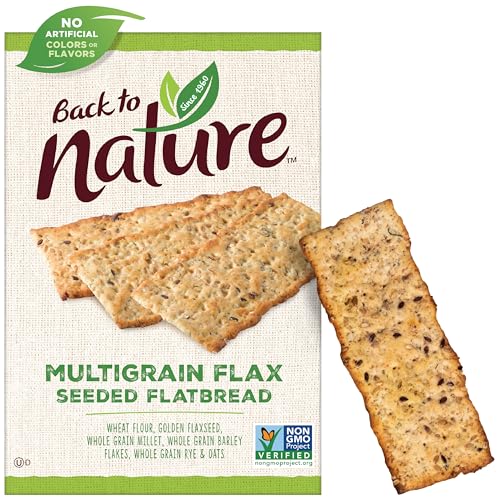 Back to Nature Multigrain Flax Seeded Flatbread Crackers - Dairy Free, Non-GMO, Made with Wheat Flour & Whole Grains, Delicious & Quality Snacks, 5.5 Ounce