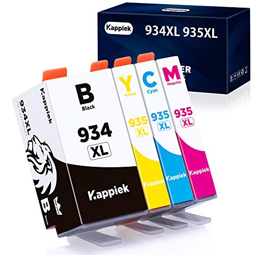 Kappiek 934XL 935XL Compatible Ink Cartridge Replacement for HP 934 and 935 Ink Cartridges for HP Officejet Pro 6830 6230 6815 6835 6812 6820 6220 Printer (1 Black, 1 Cyan, 1 Magenta, 1 Yellow)