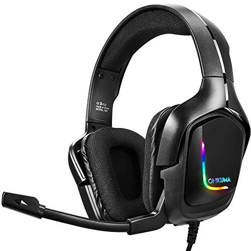 suily Gaming Headset with Mic for Xbox One, PS4, Switch and PC, Surround Sound Over-Ear Gaming Headphones with Noise Cancelling Mic, LED Lights, Volume Control for Smart Phone, Laptops,Mac, iPad