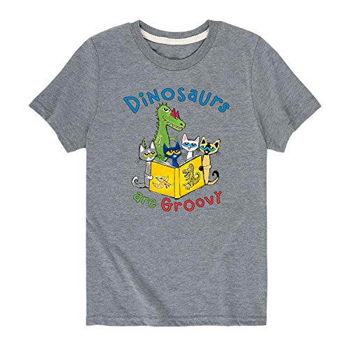 Pete the Cat - Dinosaurs are Groovy - Youth Short Sleeve T-Shirt - Size 5T Athletic Heather