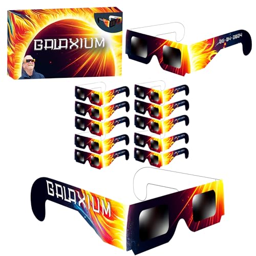 Galaxium Solar Eclipse Glasses AAS Approved 2024 - [12 Pack] Trusted for Direct Solar Eclipse Viewing - ISO 12312-2 & CE Certified