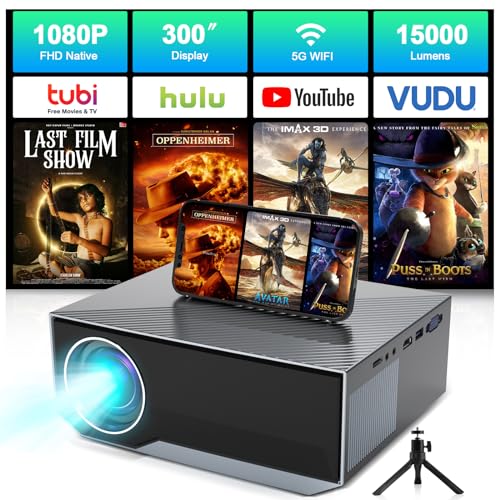 2024 Upgraded Projector with Wifi and Bluetooth 4K, ZDK Outdoor Portable Projector Native 1080P FHD 15000L MAX 300', Mini Movie 4K Projector for Home IPhone Laptop Compatible with iOS/Android/TV Stick