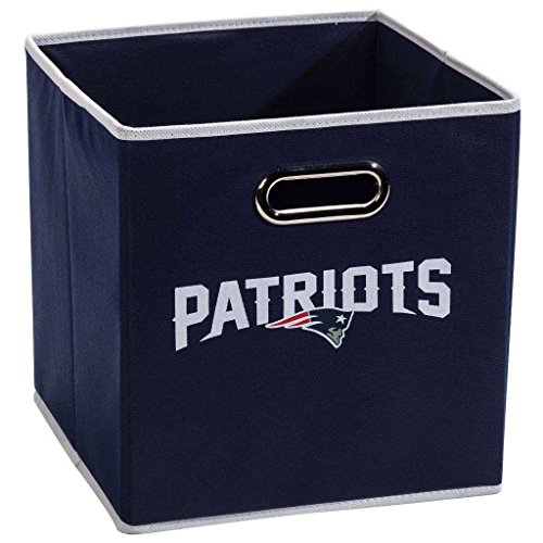 Franklin Sports NFL New England Patriots Collapsible Storage Bin - NFL Folding Cube Storage Container - Fits Bin Organizers - Fabric NFL Team Storage Cube