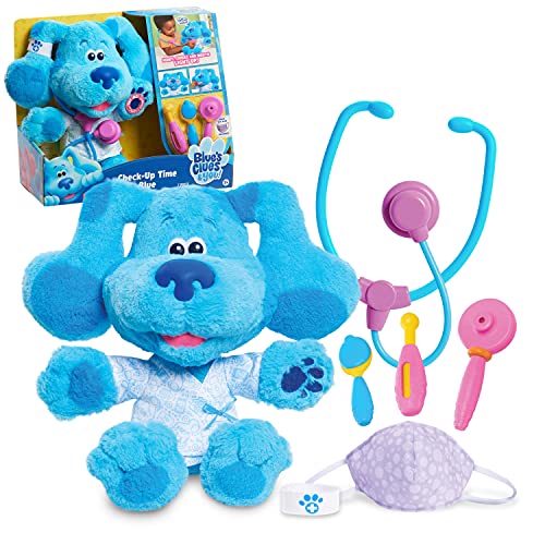 Just Play Blue's Clues & You! Check-Up Time Blue Lights and Sounds Interactive 13-Inch Plush, 7-Piece Pretend Play Doctor Set, Kids Toys for Ages 3 Up