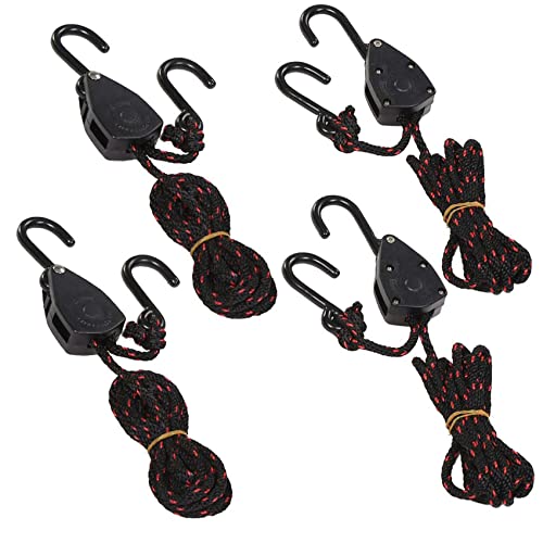 Acronde 4PCS 1/8' 6Ft Adjustable Heavy Duty Rope Hanger Ratchet Kayak and Canoe Bow and Stern Tie Downs Straps (6)