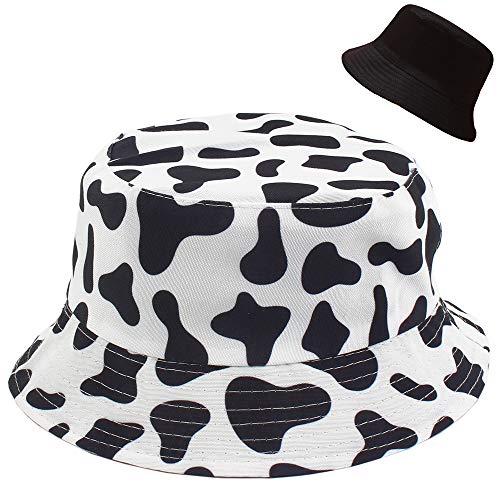 XYIYI Cow Print Bucket Hat Funny Fishing Hats for Women, Reversible Double-Side-Wear