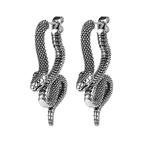 AccGin Gothic Dragon/Sword/Skull/Scorpion/Octopus/Snake/Alien Facehugger Stud Earrings Ear Cuff Retro Punk Rock Earrings for Men Women Stainless Steel Dangle Drop Earrings Jewelry Gifts