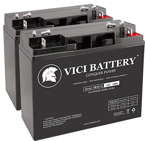 VICI Battery VB18-12 - 12V 18AH Replacement for DSR PSJ-3612 DC Power Source 3600 Peak Amps Jump Starter Batteries - 2 Pack