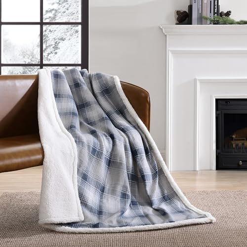 Eddie Bauer - Throw Blanket, Brushed Fleece Bedding with Sherpa Reverse, Soft & Cozy Home Decor for Bed or Couch (Nordic Midnight, 50' x 70')