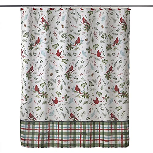 SKL Home Berry Cardinal Shower Curtain and Hook Set, Multicolored