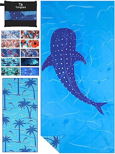 Microfiber Lightweight Thin Beach Towel Sand Free Quick Dry Super Absorbent Compact Oversized Large Towels for Swimming Pool Yoga Gym Travel Vacation Beach Accessories Essentials for Adults