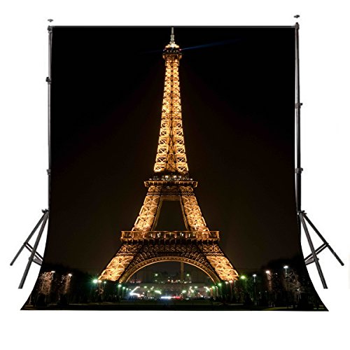 LYLYCTY 5×7ft Lights up The Night Paris Eiffel Tower Photography Backdrop Photo Studio Background Props wall-251