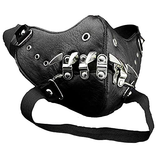 BSTANG Men Women Steampunk Retro Gothic Leather Mask Halloween Cosplay Gears Mask Spike Mask (Rivet Button Mask)