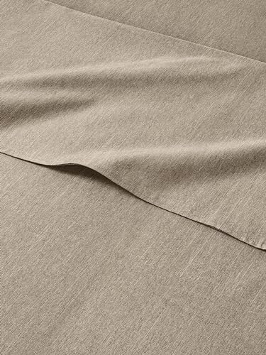 Full Size 4 Piece Sheet Set - Comfy Breathable & Cooling Sheets - Hotel Luxury Bed Sheets for Women & Men - Deep Pockets, Easy-Fit, Soft & Wrinkle Free Sheets - Heathered Beige Oeko-Tex Bed Sheet Set