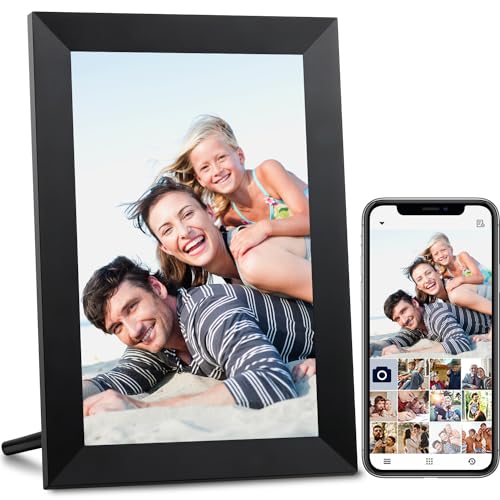 AEEZO 10.1 Inch WiFi Digital Picture Frame, IPS Touch Screen Smart Cloud Photo Frame with 16GB Storage, Easy Setup to Share Photos or Videos via AiMOR APP, Auto-Rotate, Wall Mountable (Black)
