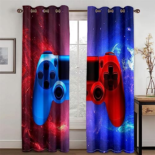 Yayun Art Print Cheap Modern Video Game Controller Gamer Thin Shading Polyester Window Curtains for Bedroom Living Room Home Decor 105x254cm/41x100in (WxH) x2