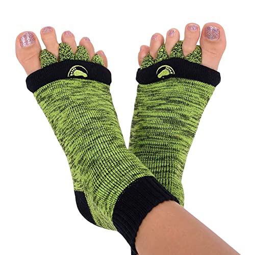 Foot Alignment Socks with Toe Separators by My Happy Feet | for Men or Women | Green and Black