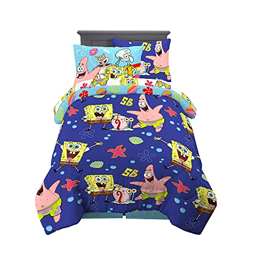 Franco Kids Bedding Super Soft Comforter and Sheet Set with Sham, 5 Piece Twin Size, Spongebob Squarepants