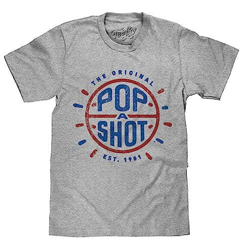 Tee Luv Men's Faded Pop-A-Shot Shirt - Retro Arcade Basketball Game T-Shirt (Athletic Heather) (M)