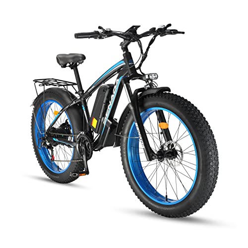 SENADA Electric Bike for Adults 48V 17.5Ah 1000W Snow Beach Ebike, 26' x 4' Fat Tire Electric Bikes 30MPH Adult Electric Bicycle Long Range with UL Removable Battery, 21-Speed