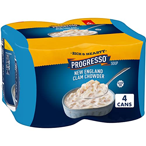 Progresso Rich & Hearty, New England Clam Chowder Soup, 18.5 oz., 4 Pack