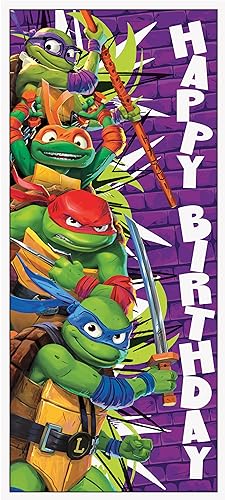 Teenage Mutant Ninja Turtles Birthday Door Poster - 27' x 60', 1 Count | Eye-catching Party Decoration for Kid's Parties