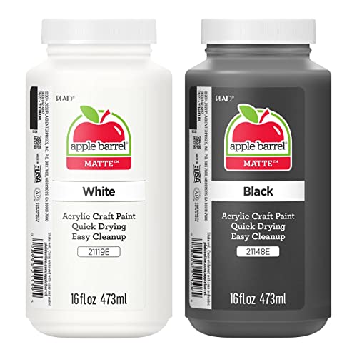 Apple Barrel PROMOABWB Set Featuring 2 White Black Acrylic Paint Colors, 16 Fl Oz (Pack of 2), Multi