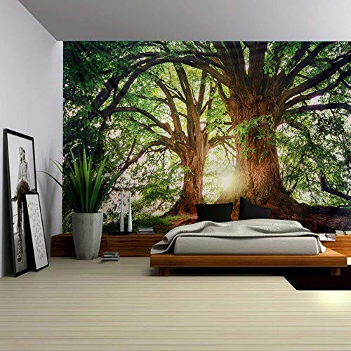 ENJOHOS Extra Large Wall Tapestry for Bedroom Decoration Nature Forest Tapestry Tree Tapestry Landscape Tapestry Dark Green Tapestry Decor Poster, 90' L x 71' W