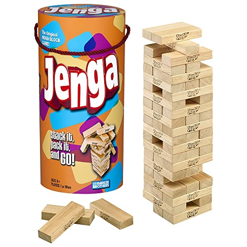 Hasbro Gaming Jenga Wooden Blocks Stacking Tumbling Tower Kids Game Ages 6 and Up (Amazon Exclusive)