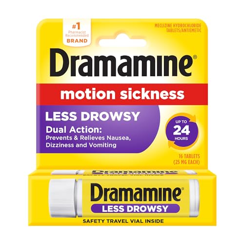 Dramamine Motion Sickness Relief - All Day Less Drowsy, 16 Count
